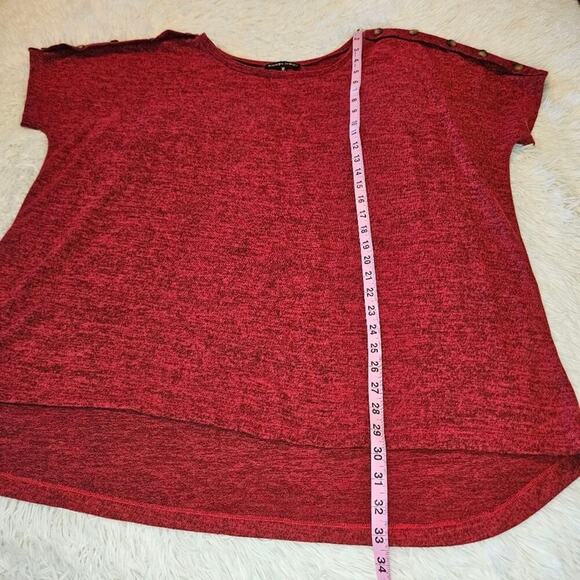 2/$30 Always Indigo Red and Black Heathered Sweater Knit Top Size 3X - Picture 4 of 9